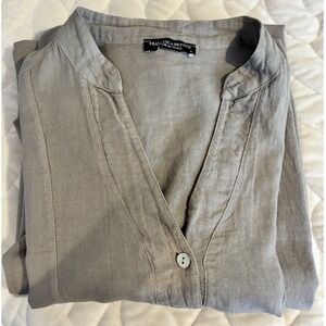 Francesca Bettini Linen Blend Maxi‎ Dress 3/4 Length Sleeve Casual Comfy Beige L